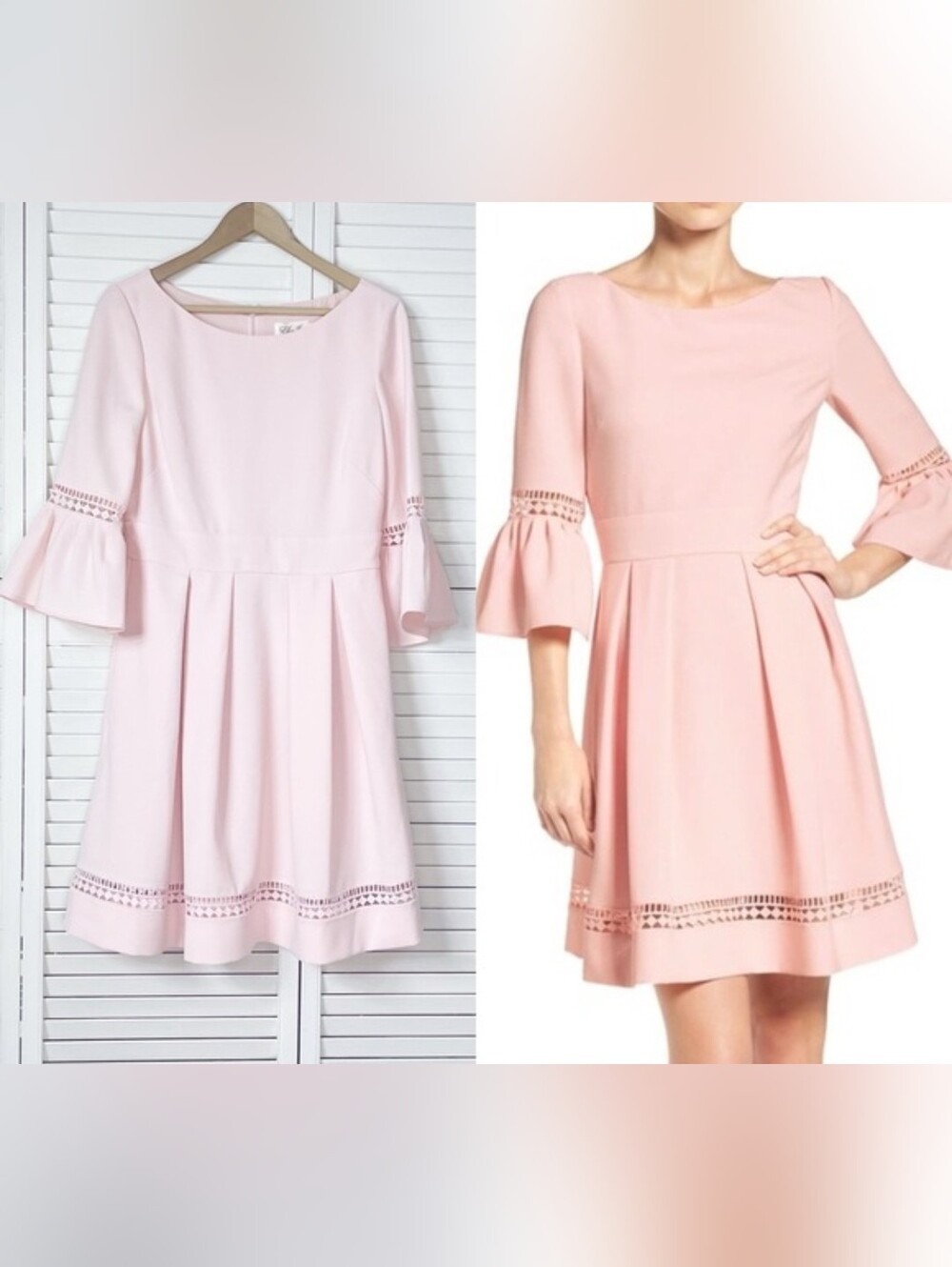 Eliza J Pink Lace Trim Fit & Flare Dress
